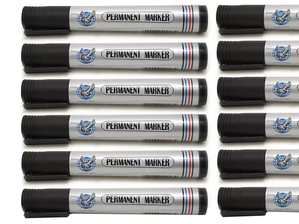 Permanent marker pen black waterproof round