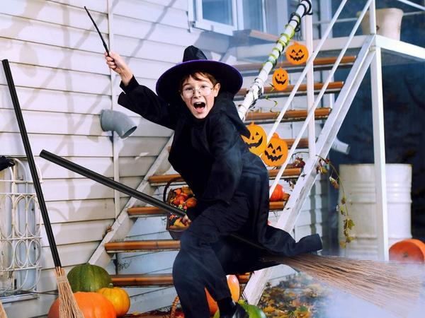 Mătură de vrăjitoare vrăjitoare baba yaga negru 90cm pentru halloween și crăciun xxl