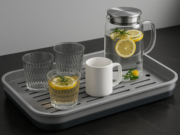 Two-layer kitchen tray drining rack for dishes vegetables fruit plastic