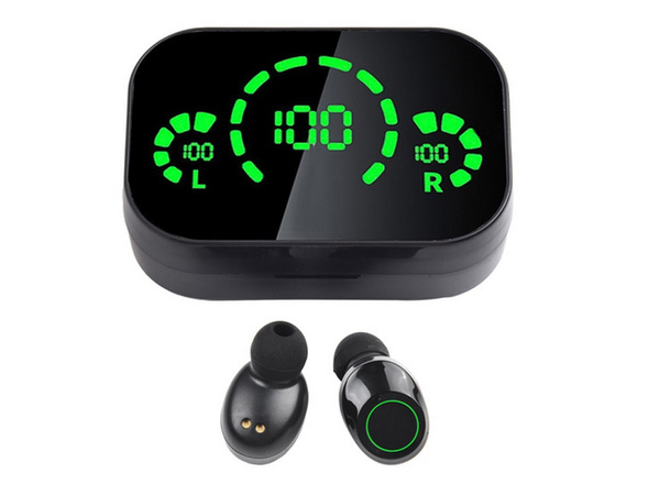 Écouteurs intra-auriculaires sans fil bluetooth avec étui de chargement à led et microphone