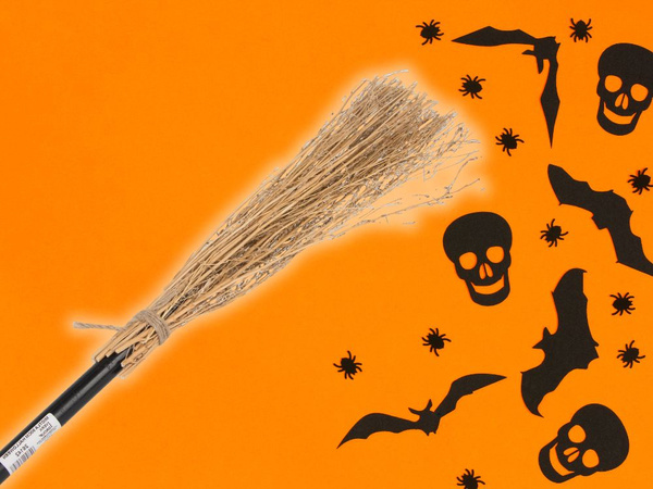 Escoba de bruja escoba de bruja negra 90cm para halloween y navidad xxl