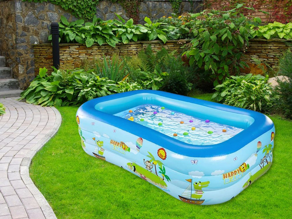 Aufblasbarer pool grosser rechteckiger garten familie aufblasbarer pool für kinder