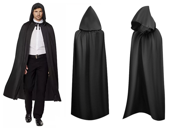 Cape halloween longue cape noire avec capuchon déguisement costume