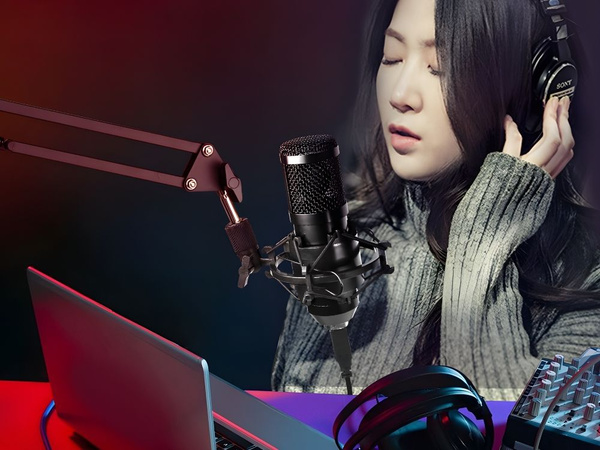 Studiový kapacitní usb mikrofon sádka stativ pop kardioidní filtr