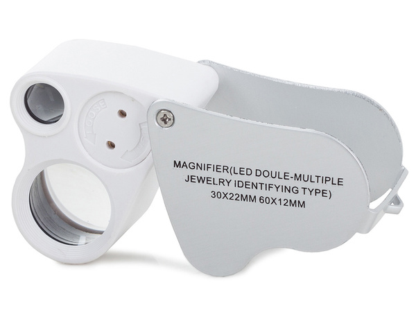 Jeweller's loupe folding 2 led 30x 60x