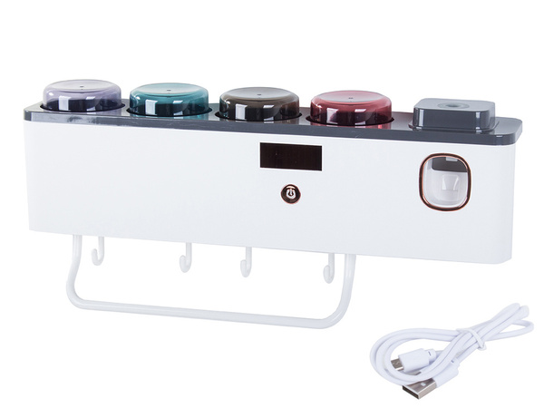 Toothbrush organiser cups toothpaste dispenser uv