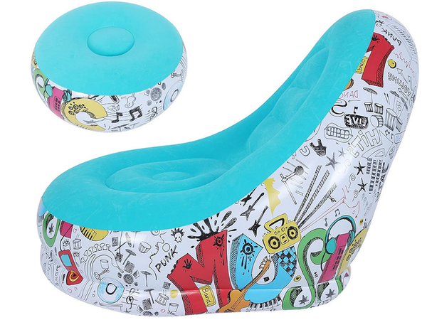 Garden armchair lounger inflatable beach pouf footrest comfortable