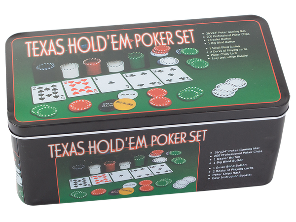 Texas poker set chips 200pcs cards mat