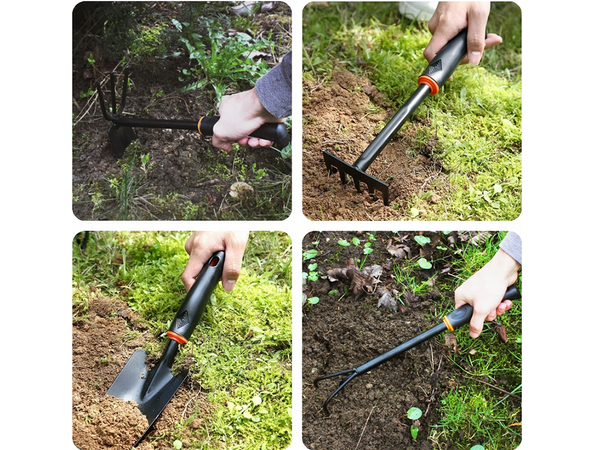 Herramientas de jardinería set pala rastrillo garra azada 6 artículos