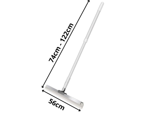 Water scraper for floors, windows and mirrors with a long telescopic handle
