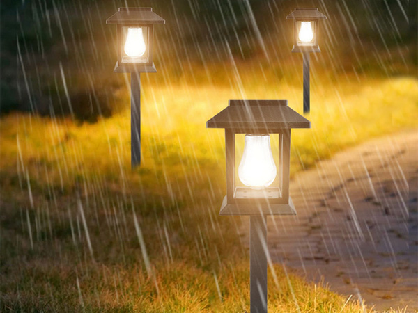 2 x LAMPE SOLAIRE AVEC CAPTEUR DE CRÉPUSCULE ET DE MOUVEMENT, À ENFONCER, ÉTANCHE, DÉCORATIVE