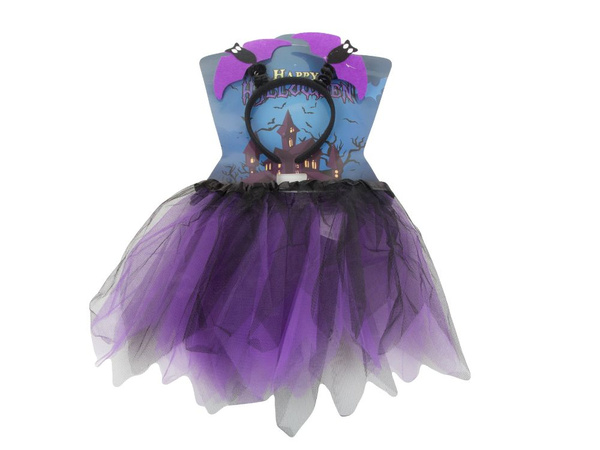 Halloween dress-up costume skirt bat headband black and purple