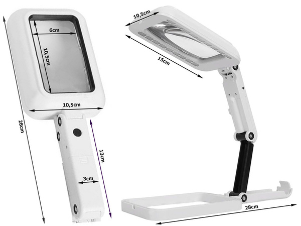 Juwelier tischlupe gross 3x 18 led faltbar