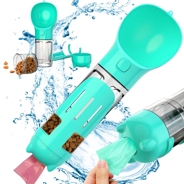 Bouteille distributeur de nourriture augeau pour chien chat bol avec distributeur de sacs 300 ml