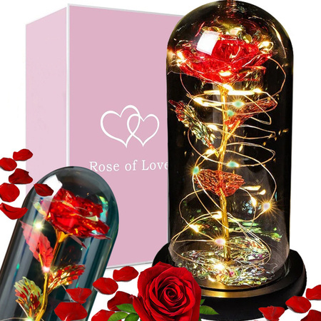 Rose éternelle en verre cadeau led rgb lumineuse verre rouge pour l'occasion