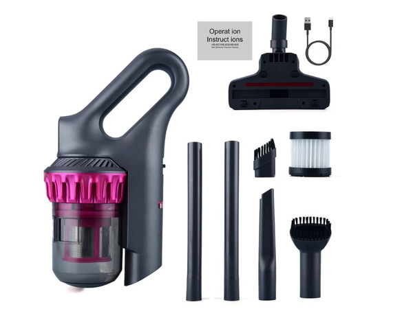 Aspirator vertical portabil fără sac 2in1 100w 4 duze hepa