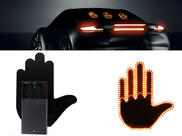 Gestas, signalizuojantis ranka ant galinio automobilio lango vidurinis pirštas, vedantis nuotolinio valdymo pultą