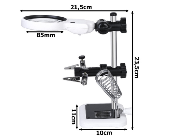 Third hand soldering kit magnifying glass holder led