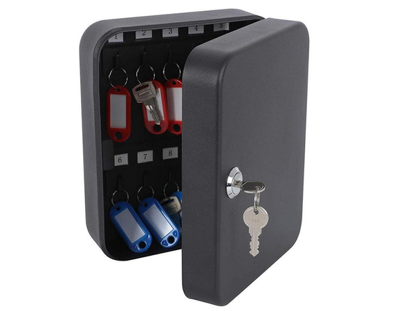 Schlüsselsafe metallkoffer abschliessbar für 20 schlüssel kleiderbügel mit haken