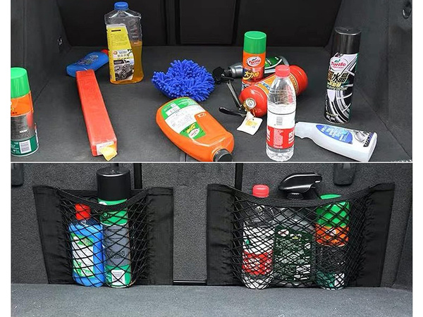 Automašīnas bagāžas nodalījuma tīkls izturīgs ar velcro pie automašīnas sēdekļa izturīga kabata 50x25cm