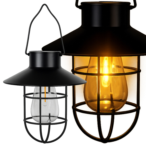 LAMPA SOLARNA WISZĄCA Z CZUJNIKIEM ZMIERZCHU WODOODPORNA VINTAGE OGRODOWA