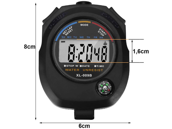 Digital electronic stopwatch with compass timer