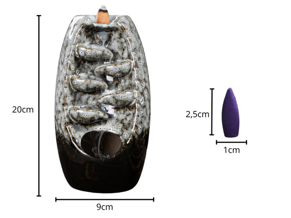 Chimenea de cerámica perfumada cascada incienso aromaterapia + 10 mechas