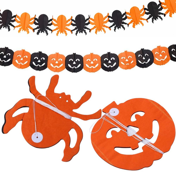 Okrasni venec halloween buča/pajek papir dolg 3 metre