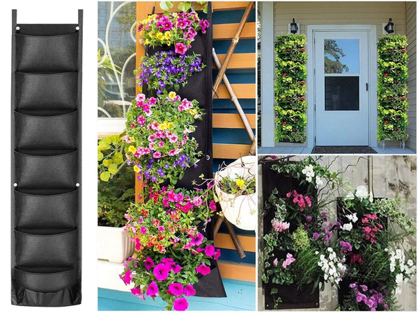 Sac à plantes vertical en feutre 7 poches pour la décoration des semis