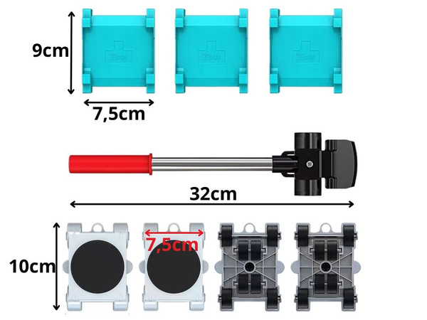 Kit de ridicare pentru transportul mobilierului pârghie și roți 4 buc + șaibe