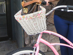 Cesta grande de mimbre para bicicleta click cesta para manillar con inserto