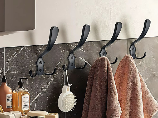 Schwarze wandhaken starke haken für kleidung handtücher 5 stück metall