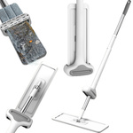 Flat mop with hand wiper 125 cm foldable wide mircofibre