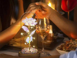 Everlasting rose in glass led luminous glass box women's day gift