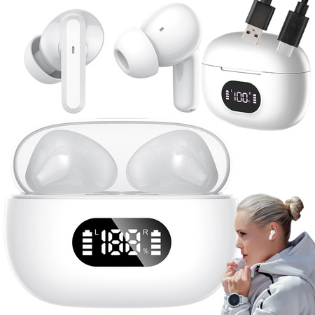 Bluetooth vezeték nélküli fülhallgató ledes töltő tokkal és mikrofonnal