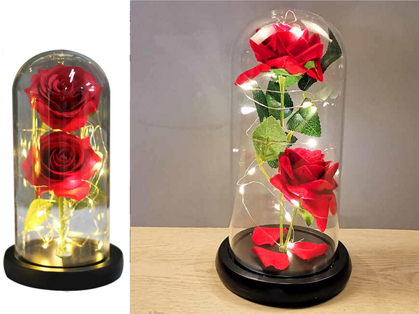 Вечная роза в стекле светящийся led rgb подарок для случая для женщин красный