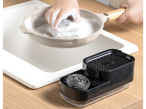 Dishwashing liquid dispenser for kitchen sink, sponge dispenser