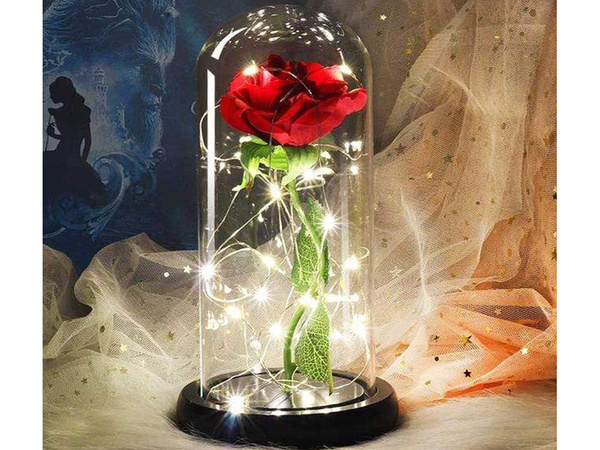 Everlasting rose in glass red led gift luminous for an occasion for women
