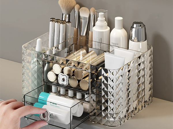 Caja organizadora para cosméticos y joyas para el baño, el escritorio o los cajones