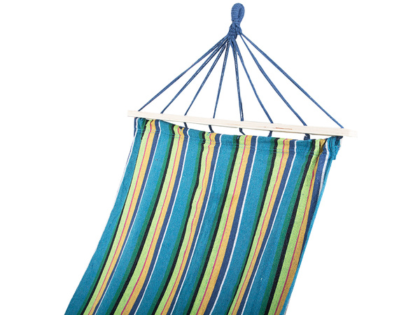 Hamac de jardin renforcé balançoire à bascule en bois coloré et rayé 200 x 80