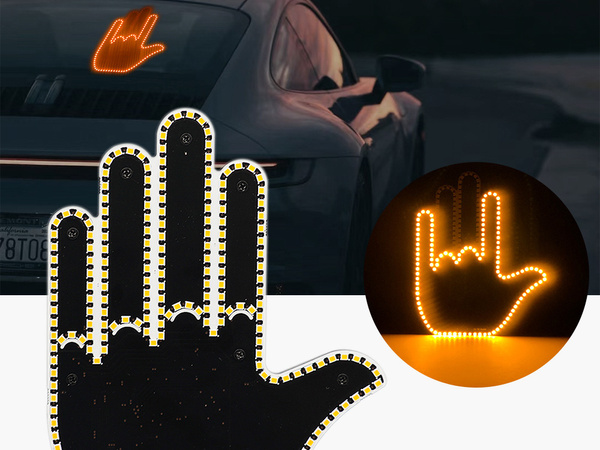 Geste de signalisation main sur la lunette arrière d'une voiture majeur télécommande led