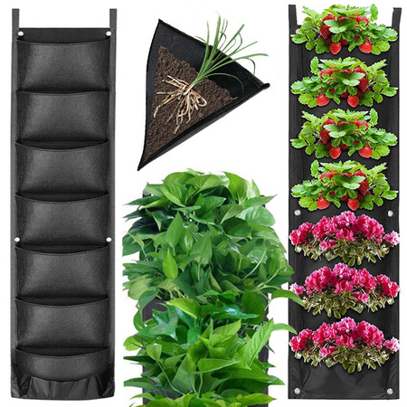 Sac de plante verticale agățat simțit 7 buzunare pentru decorarea răsadurilor