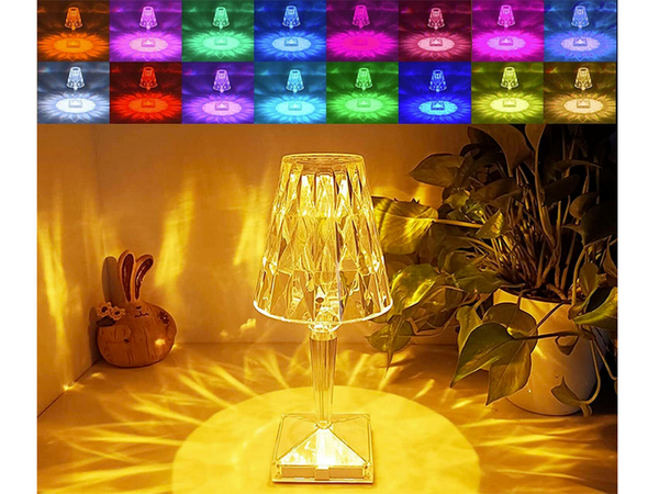 Namizna svetilka vodila kristal rgb usb daljinski upravljalnik