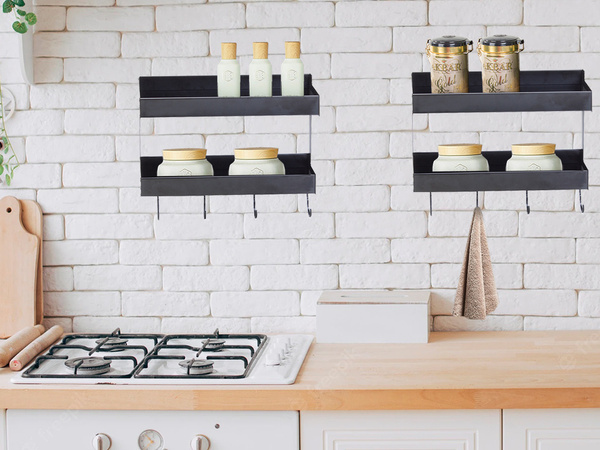 Kitchen wall-hung shelf double hanger