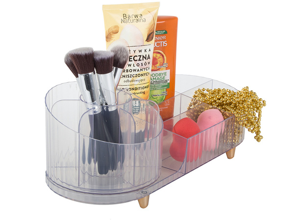Szkatułka organizer na kosmetyki biżuterię pojemnik na pędzle obrotowy
