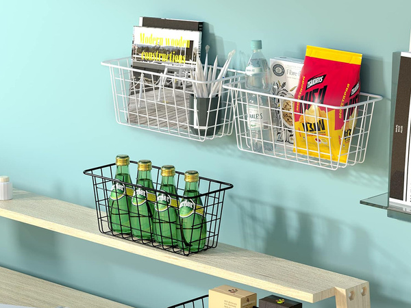 Agățat coș metal organizator agățat bucătărie raft negru