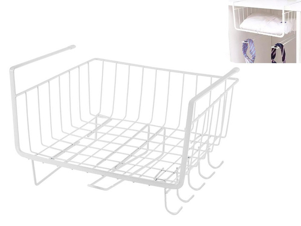 Metal basket under cabinet top 5 hooks paper holder