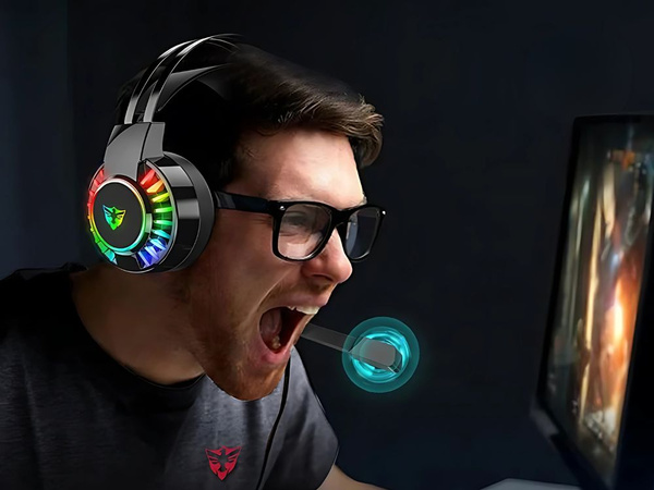 Gaming headphones 7.1 rgb wired in-ear led with microphone