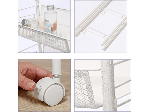 Bathroom shelf kitchen cabinet on wheels metal rack three levels 3