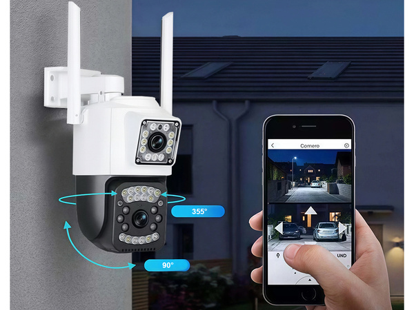 Camera with two lenses, outdoor rotating Wi-Fi, motion detector, IP